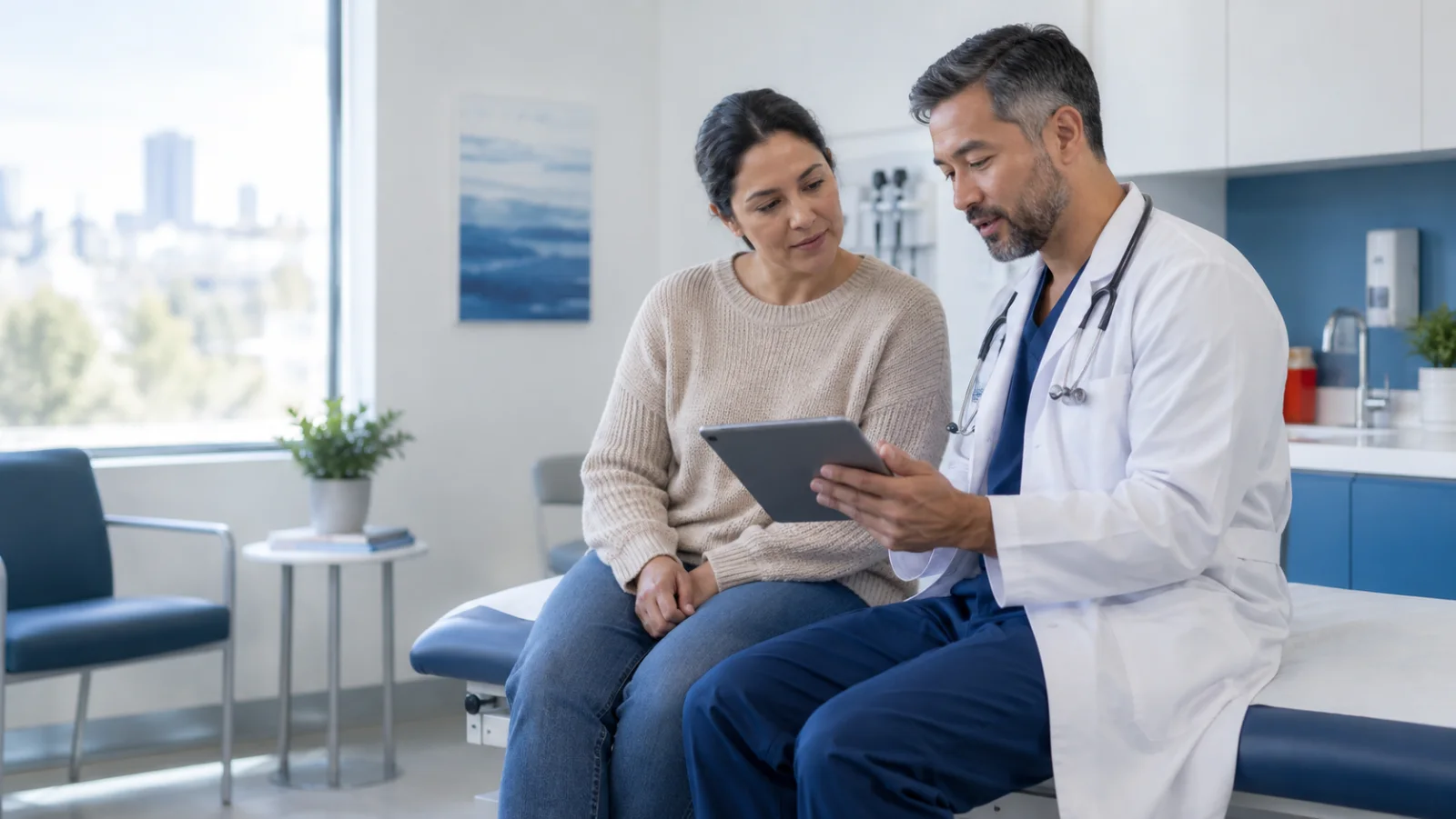 A Patient and Doctor reviewing health information together